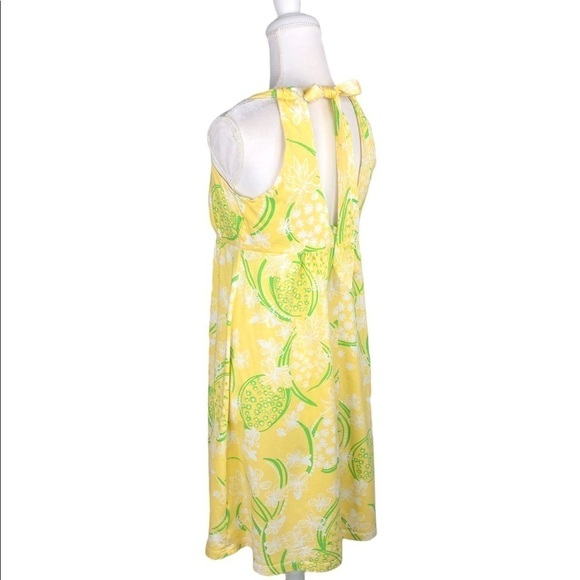 Lilly Pulitzer yellow green white knit tank dress Noella small halter open back - Picture 9 of 15